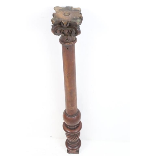 585 - Pair of Late 19th / Early 20th century Carved Wooden Corinthian Columns, each 93cm long