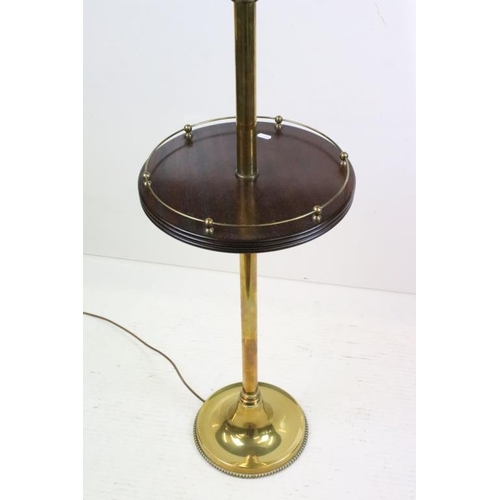 589 - Edwardian Mahogany and Brass Reading / Library Lamp with articulated lamp arm, the central mahogany ... 