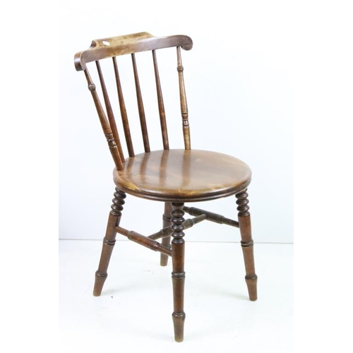 593 - Pair of Late 19th / Early 20th century century Stickback Chairs with solid circular seats, each 41cm... 