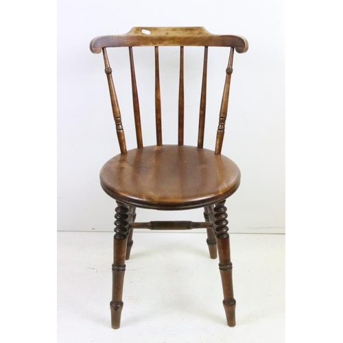 593 - Pair of Late 19th / Early 20th century century Stickback Chairs with solid circular seats, each 41cm... 