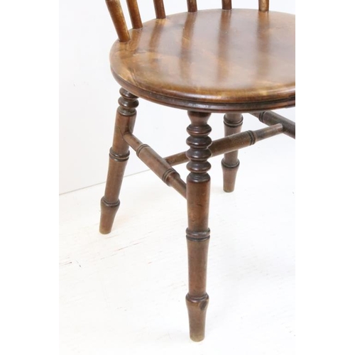 593 - Pair of Late 19th / Early 20th century century Stickback Chairs with solid circular seats, each 41cm... 