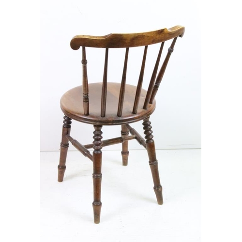 593 - Pair of Late 19th / Early 20th century century Stickback Chairs with solid circular seats, each 41cm... 