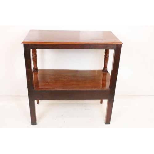 604 - Victorian Mahogany Buffet style Side Table raised on turned supports, the under-tier with a drawer, ... 