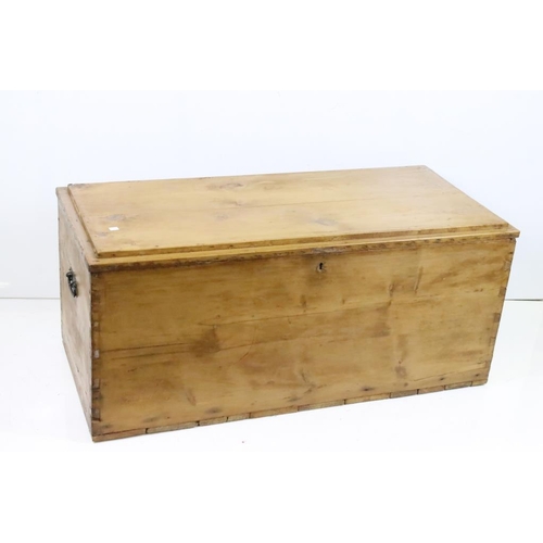 622 - Large 19th century Pine Blanket Box, 122cm long x 56cm wide x 55cm high