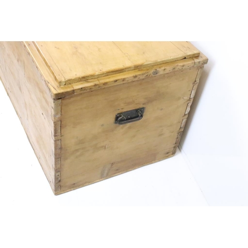 622 - Large 19th century Pine Blanket Box, 122cm long x 56cm wide x 55cm high