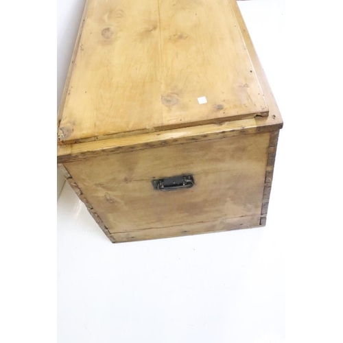 622 - Large 19th century Pine Blanket Box, 122cm long x 56cm wide x 55cm high