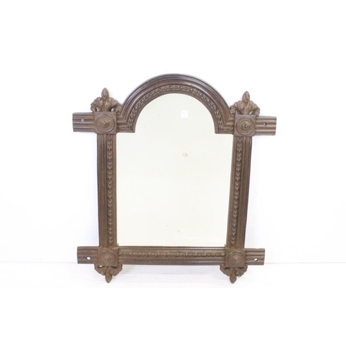 635 - Victorian Cast Iron Wall Mirror, 56cm x 63cm