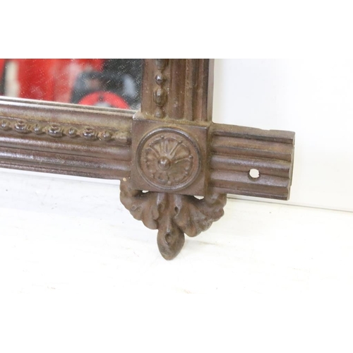 635 - Victorian Cast Iron Wall Mirror, 56cm x 63cm