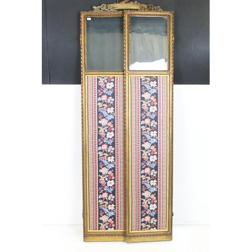 630 - 19th century Gilt Framed three-fold Dressing Screen with clear glass panels to the upper section ove... 