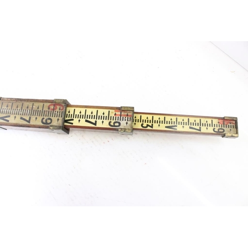 638 - Early to Mid 20th century Mahogany and Brass Surveyor's Measuring Staff