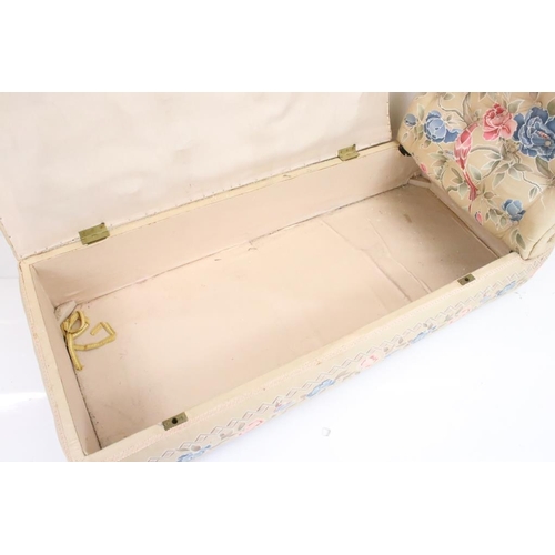 641 - Early 20th century Ottoman Daybed upholstered in cream floral fabric with bolster cushion, raised on... 