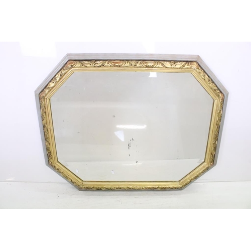 642 - 19th century Part Gilt and Part Painted Octagonal Wall Mirror with bevelled edge, 118cm x 94cm