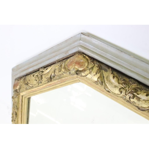 642 - 19th century Part Gilt and Part Painted Octagonal Wall Mirror with bevelled edge, 118cm x 94cm