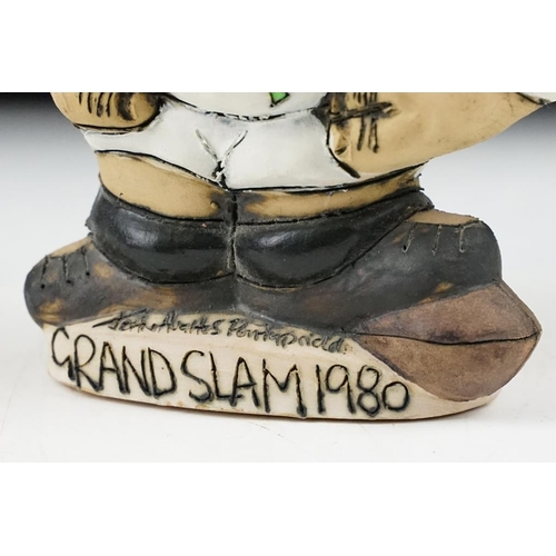 11 - John Hughes pottery ' Grand Slam 1980 ' grogg caricature, depicting an England rugby player (mo. 4) ... 