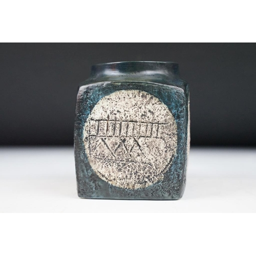 15 - Troika Pottery marmalade pot with typical incised decoration to each face, marked ' Troika St. Ives ... 