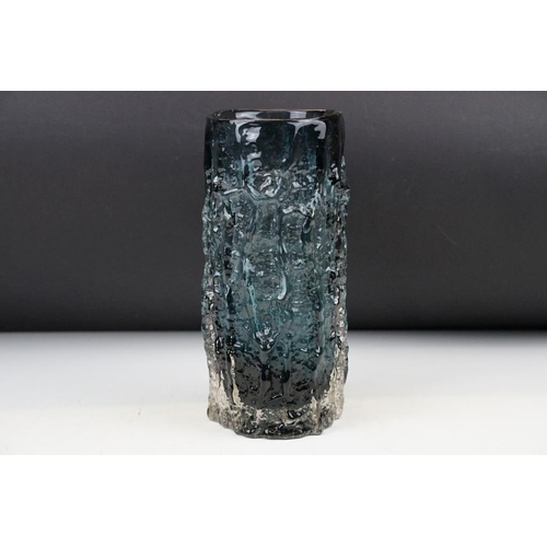 24 - Whitefriars Textured Bark Vase in Indigo, model no. 9691, from Geoffrey Baxter's textured glass rang... 