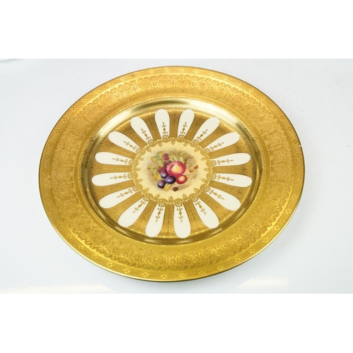 27 - Aynsley Orchard Gold cabinet plate with heavy gilt decoration (26.5cm diameter), together with a sma... 