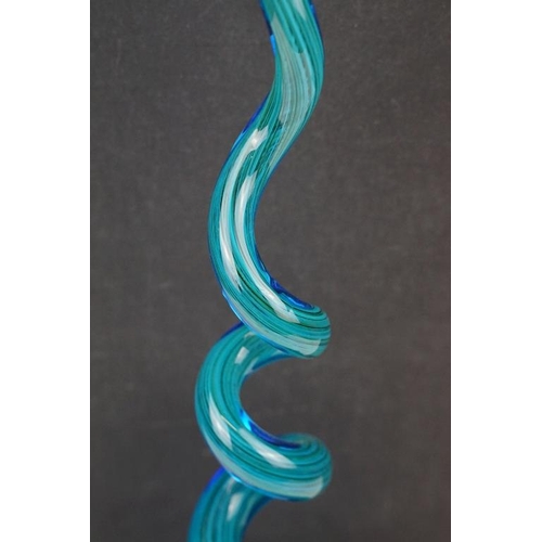 28 - Murano style blue glass table ornament of spiralling form, approx 52cm high