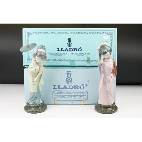 31 - Two boxed Lladro porcelain Japanese lady figurines to include Japonesita Sombrilla (no. 4.988) and J... 