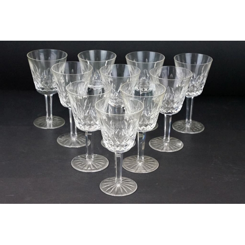 35 - Set of 10 Waterford Crystal 'Lismore' pattern wine glasses, approx 15cm high