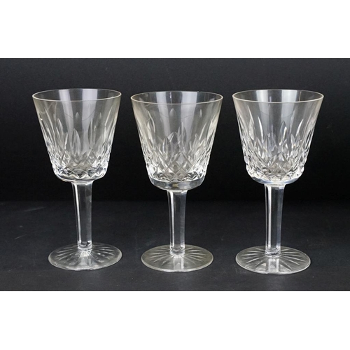 35 - Set of 10 Waterford Crystal 'Lismore' pattern wine glasses, approx 15cm high