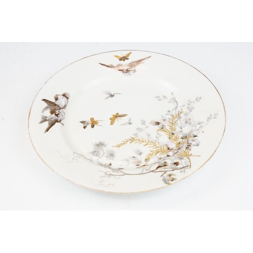 111 - Set of 12 Pirkenhammer plates decorated with birds, insects & blossoming branches, with gilt details... 