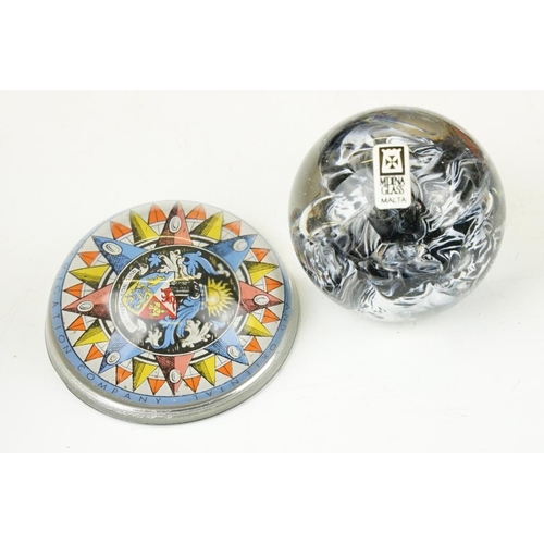 113 - Collection of 12 glass paperweights to include Royal Crest 'Hurricane' (boxed), Mdina Glass, P&O 'A ... 