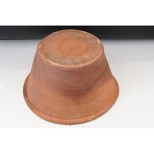 40 - Terracotta dairy / mixing bowl of typical conical form (38cm diameter), plus a large Lakes Pottery t... 