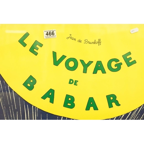 466 - Le Voyage de Babar, Jean de Brunhoff poster depicting Babar and Celeste in a hot balloon, printed in... 