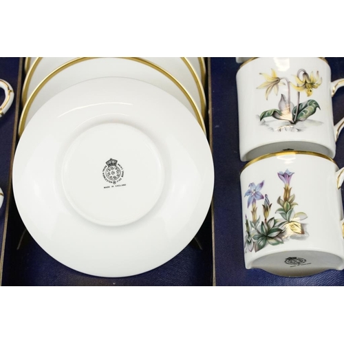 42 - Boxed Royal Worcester set of six coffee cans & saucers with floral printed decoration