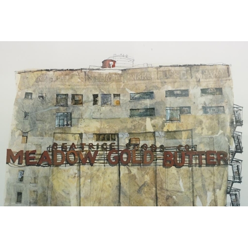 477 - Mat Barber Kennedy, Beatrice Foods Co. on State Street, mixed media collage, label verso for Exhibit... 