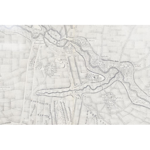 479 - 18th century framed Engraving Map Plan of 1705 Duke of Marlborough Battle Campaign of Brabant France... 