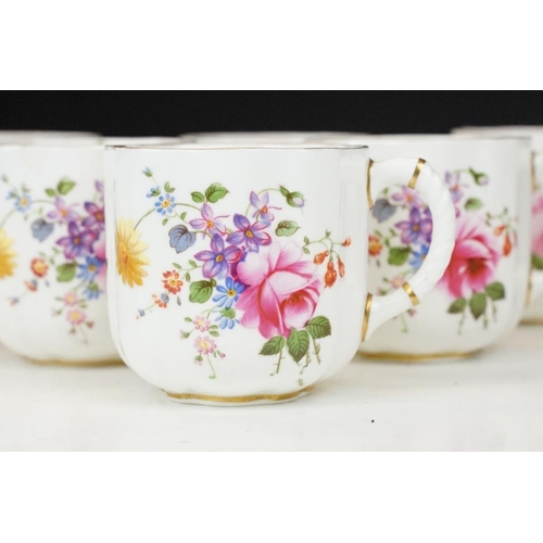 58 - Royal Crown Derby 'Posies' pattern floral coffee set to include coffee pot & cover, 6 coffee cups & ... 