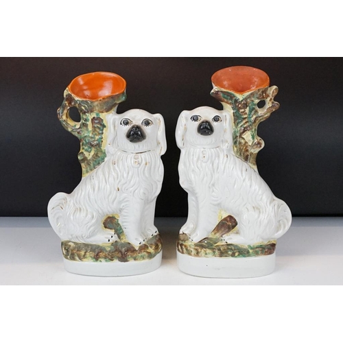 59 - Three pairs of Staffordshire ceramic dog figures, to include a pair of vases with gilt details (appr... 