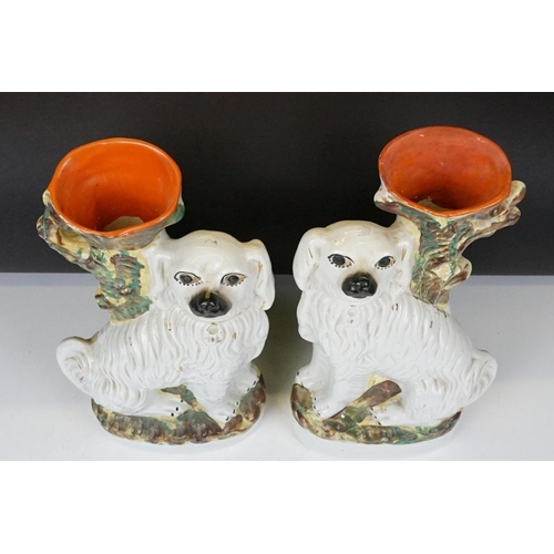 59 - Three pairs of Staffordshire ceramic dog figures, to include a pair of vases with gilt details (appr... 