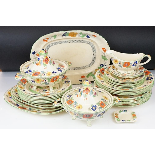 60 - Late 19th / early 20th century Masons Ironstone floral dinner ware, pattern no. c2639, to include 2 ... 