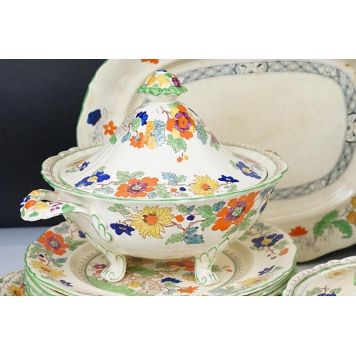 60 - Late 19th / early 20th century Masons Ironstone floral dinner ware, pattern no. c2639, to include 2 ... 