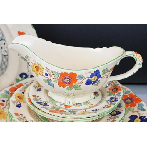 60 - Late 19th / early 20th century Masons Ironstone floral dinner ware, pattern no. c2639, to include 2 ... 