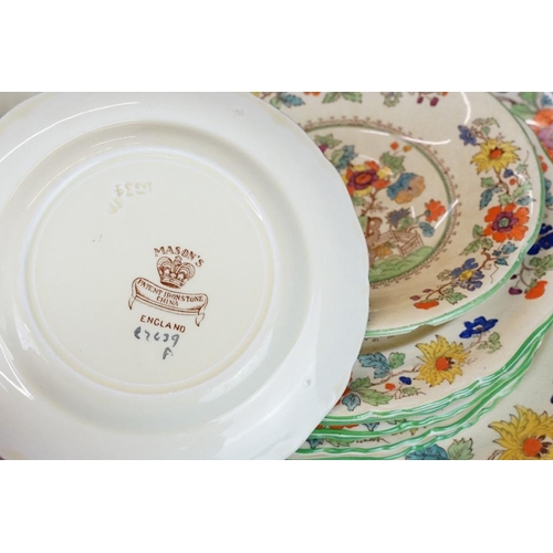 60 - Late 19th / early 20th century Masons Ironstone floral dinner ware, pattern no. c2639, to include 2 ... 