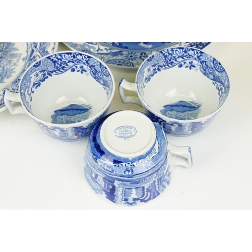 61 - Copeland Spode Italian pattern blue & white tea set to include 5 teacups, 6 tea saucers, coffee sauc... 