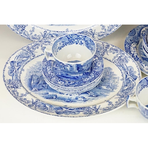 61 - Copeland Spode Italian pattern blue & white tea set to include 5 teacups, 6 tea saucers, coffee sauc... 