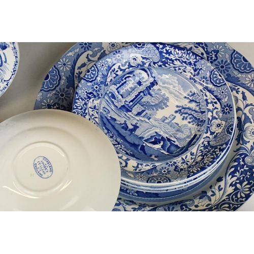 61 - Copeland Spode Italian pattern blue & white tea set to include 5 teacups, 6 tea saucers, coffee sauc... 