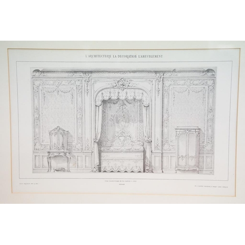 486 - L'Architecture la Decoration L'Ameublement, a set of six architectural prints, each 27.5 x 42.5cm, e... 