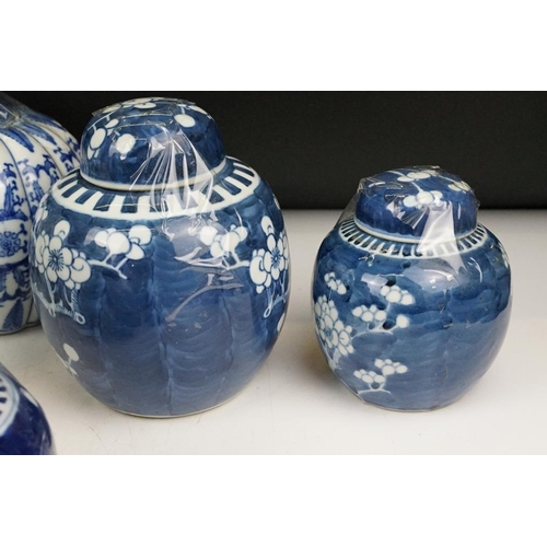 62 - Collection of eight Chinese / Oriental ginger jars & covers to include four decorated with blue & wh... 