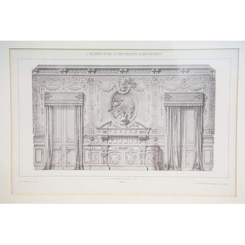 486 - L'Architecture la Decoration L'Ameublement, a set of six architectural prints, each 27.5 x 42.5cm, e... 