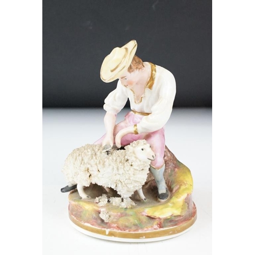 70 - Royal Copenhagen porcelain figure of a fawn sitting on a pillar with rabbit (no. 1018 / 456, 21cm hi... 