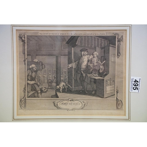 495 - Set of four Hogarth prints, 21 x 27cm, all gilt framed