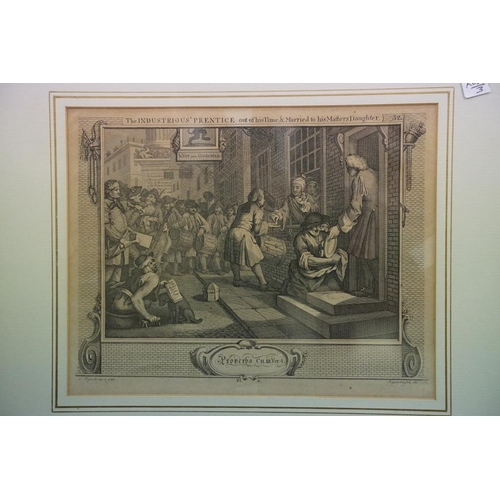 495 - Set of four Hogarth prints, 21 x 27cm, all gilt framed