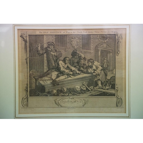 495 - Set of four Hogarth prints, 21 x 27cm, all gilt framed