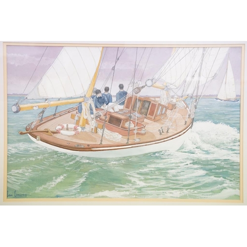 505 - Ian Conway, Windward Leg, watercolour, signed lower left, title label verso, 38 x 58.5cm, framed and... 